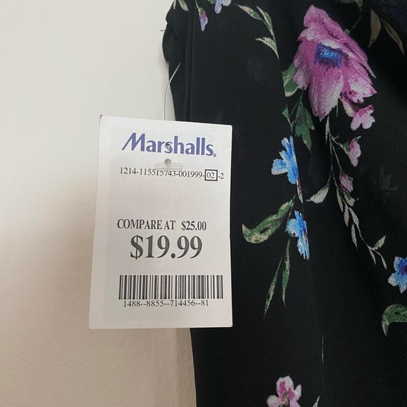 Black floral trendy asymmetrical dress NWT - Picture 8 of 8